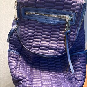 Aimee Kestenberg Cobalt Blue Leather Pepple Textured Print Backpack